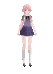 Yuno Gasai standing in her school uniform with long pink hair.