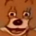 Jerry the mouse with wide, unblinking eyes and a wide, unsettling grin.