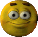 Yellow emoji face with wide, unblinking eyes and a subtle, tight-lipped smirk.