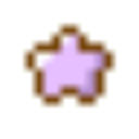 A small purple star with a glowing effect rendered in a pixel art style.