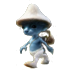 Smurf Cat walking with a smug expression while wearing a large mushroom hat.