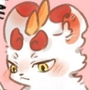 Bixie creature with a suspicious, narrow-eyed expression and blushing cheeks.