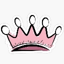 Pink hand-drawn crown with five rounded points.