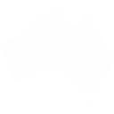 Australia map silhouette in white on a solid black background.