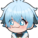 Chibi character with light blue hair sticking their tongue out with a mischievous expression.