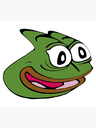 Pepe the Frog with a heavily stretched, elongated head and a wide, happy grin.
