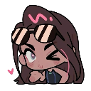 Girl with brown hair wearing sunglasses winking and blowing a kiss.