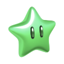 Green star with eyes and a glossy finish.
