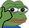 Pepe the Frog giving a thumbs up gesture with a neutral expression.