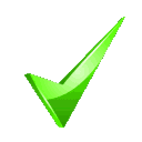 Green checkmark symbol with a glowing aura effect.