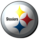 Steelers logo featuring a circle with three colored stars and the team name.