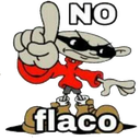 Number 1 from Codename: Kids Next Door wearing sunglasses and pointing his finger up with the text NO flaco overlayed.