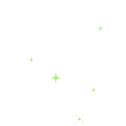Pastel green pixelated sparkles scattered across a transparent background.