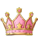 A sparkling pink and gold crown with jewels.
