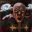 Enrico Pucci with a terrified expression, blood on his face, and hands on his head.
