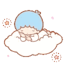 Kiki from Little Twin Stars sleeping peacefully while resting on a soft white cloud.