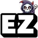 Grim reaper character with a smug expression next to the bold white text EZ.