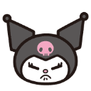 kuromi3_upset Discord Emoji | ♡ ໋𓈒ﾟ🎀　⊹　blushing．giveaways．social．friends．guild tag．cute．chat．emotes．hangout．fun．vc．chill．gaming