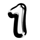 A shiny metallic number one digit with a black and white gradient.
