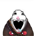 A creature with a wide, distorted, and unhinged grin.