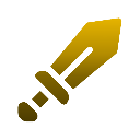 Gold sword icon on a black background representing authority.