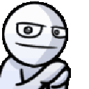 A white stick figure with a smug expression slowly clapping its hands together.