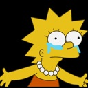 Lisa Simpson crying with tears streaming down her face.