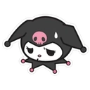 Kuromi with a worried expression and a large sweat drop on her head.