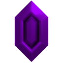 Purple crystal gemstone with a glowing geometric design.