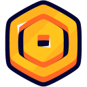 Robux currency symbol centered inside a gold hexagon shape.