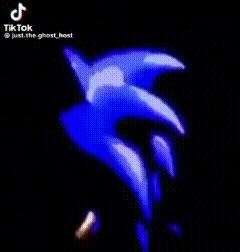 Sonic the Hedgehog slowly appearing from darkness with a suspicious side-eye expression.