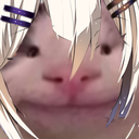Ene from Kagerou Project with a distorted Beluga cat face looking blankly at the viewer.