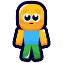 Roblox noob character with a yellow head and simple blue and green outfit smiling.
