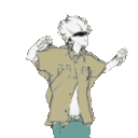 Satoru Gojo from Jujutsu Kaisen dancing rhythmically in a casual outfit.