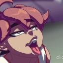 Anime girl with a suggestive expression and tongue out.