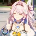 March 7th from Honkai Star Rail smiling brightly while giving a thumbs up.