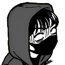 Character in a hoodie and mask looking shocked with wide eyes.