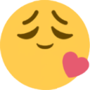 Yellow emoji face with closed eyes and a small pink heart, looking bashful and sweet.