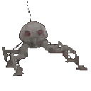 Battle droid standing with a blank expression and metallic limbs.