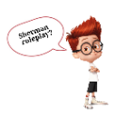 Cartoon boy with spiky red hair and glasses standing with arms crossed, looking skeptical with a speech bubble asking abou...