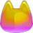 A stylized cat head icon featuring a smooth gradient transition from orange at the top to pink at the bottom.