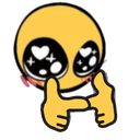 Yellow emoji with heart-filled eyes and blushing cheeks touching its index fingers together in a shy gesture.