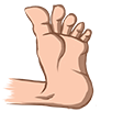 A stylized cartoon foot shown from a side profile angle.