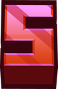 A stylized red letter S in a pixelated blocky font.