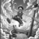 Luffy jumping in the air with his arms raised in a joyful pose.