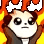 A cute panda with wide eyes standing in front of a bright orange and yellow fire.