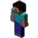 Steve from Minecraft standing still with a neutral, slightly suspicious expression.