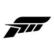 Forza logo in white line art against a black background.