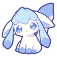 Glaceon looking up with large, sparkling blue eyes in a cute, chibi art style.