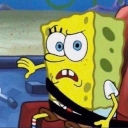 SpongeBob SquarePants looking panicked and stressed with wide eyes.